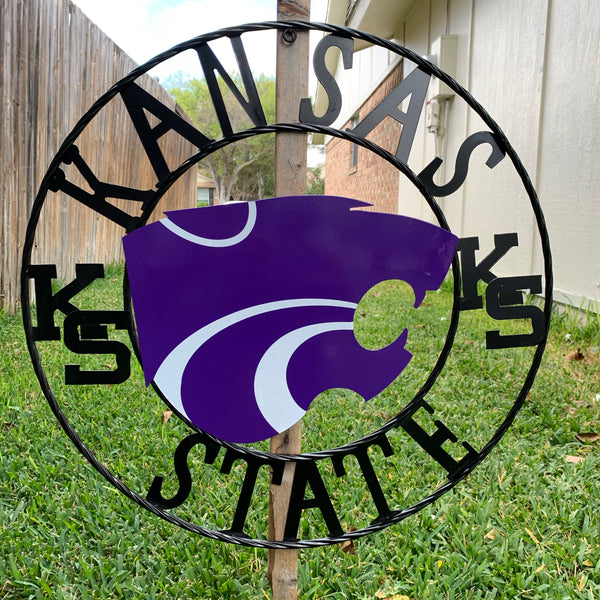KANSAS STATE METAL CUSTOM VINTAGE CRAFT WALL ART TEAM SIGN HANDMADE