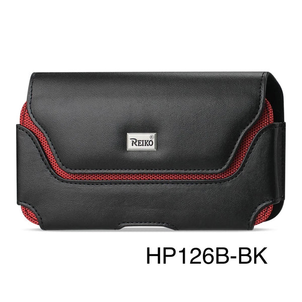 HP126B-BK 7" REIKO XL MEGA EXTRA LARGE LEATHER POUCH BELT LOOP HOLSTER CELL PHONE CASE UNIVERSAL OVERSIZE