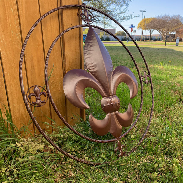 MULTI FLEUR DE LIS METAL WALL ART WESTERN HOME DECOR VINTAGE RUSTIC BROWN ART NEW