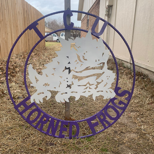 12",18",24",32",36" TCU HORNED FROGS CUSTOM METAL VINTAGE CRAFT TEAM SIGN HANDMADE