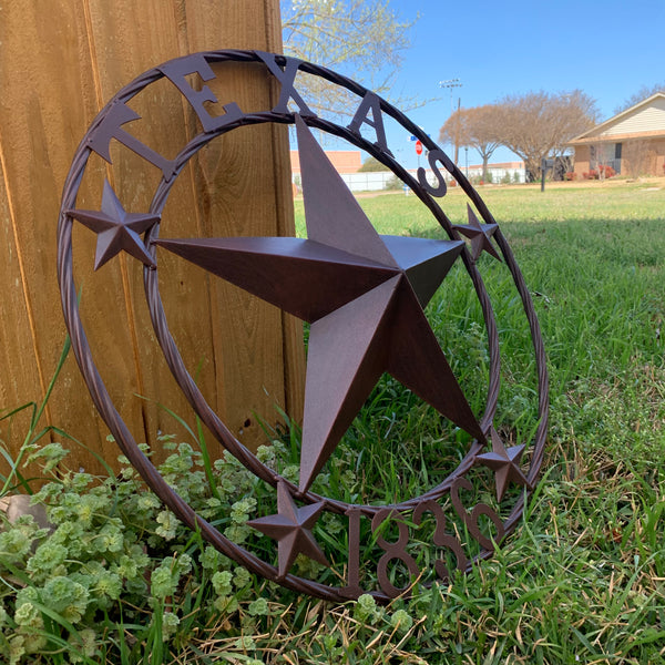 24", 32",36",40" TEXAS 1836 RUSTIC BROWN BARN STAR METAL WALL WESTERN HOME DECOR HANDMADE