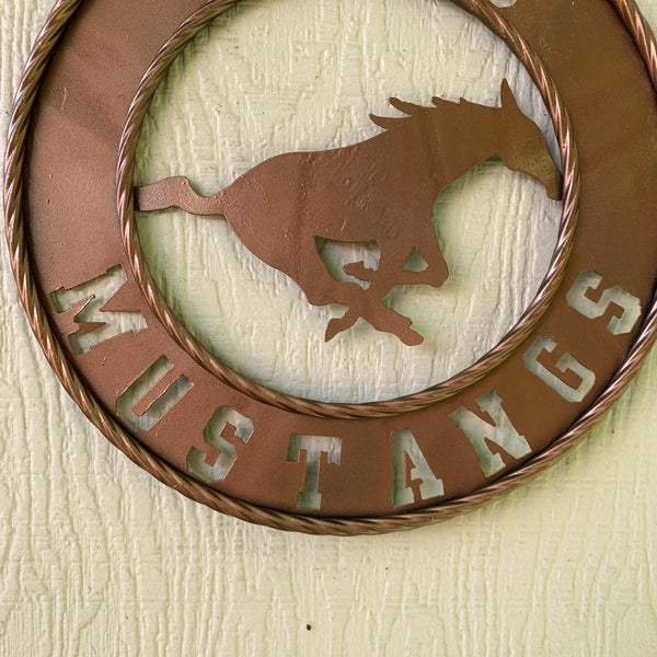 SMU MUSTANGS HAMMERED COPPER METAL CUSTOM VINTAGE CRAFT WALL ART TEAM SIGN HANDMADE