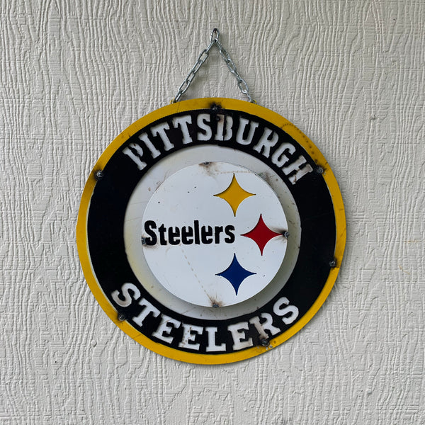 15" PITTSBURGH DISC CUSTOM METAL VINTAGE CRAFT TEAM SPORTS SIGN WESTERN HOME DECOR HANDMADE