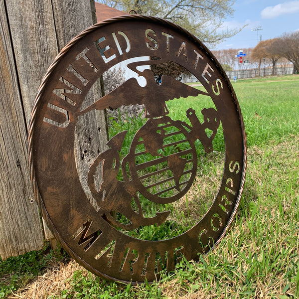 #EH10851 24" UNITED STATES MARINE CORPS MILITARY LASERCUT METAL WALL ART SIGN WESTERN HOME DECOR HANDMADE BRONZE