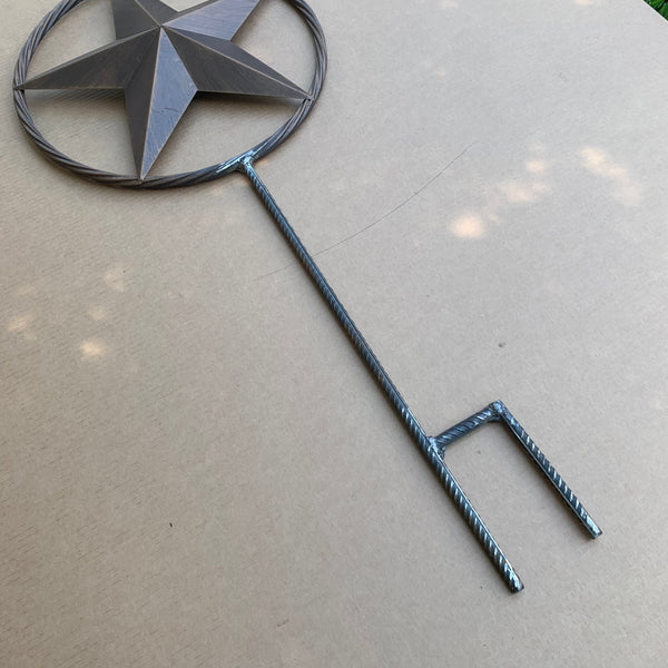 10",12",16",24" STAR STAKE METAL BARN STAR WITH TWISTED ROPE RING WESTERN HOME DECOR BROWN