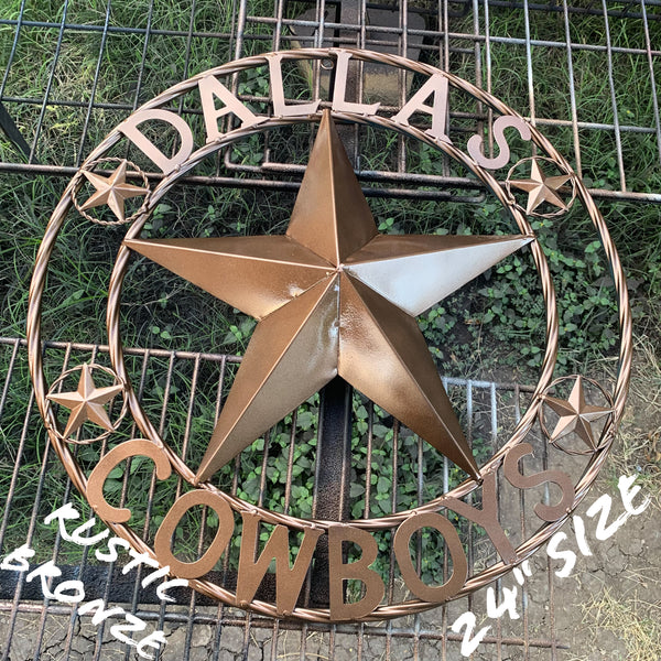 DALLAS COWBOYS BRONZE STAR METAL ART WESTERN HOME WALL DECOR, SIZE:24",32",36",40",42",44",46",50"