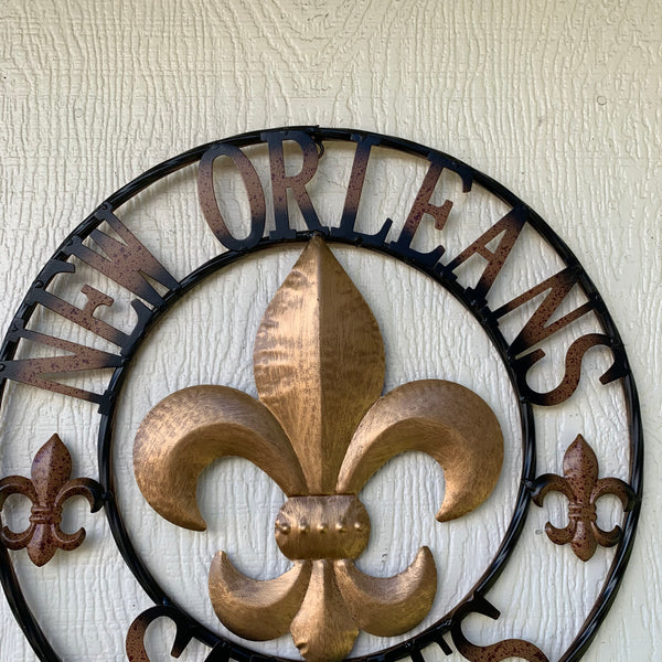 18", 24", 32" NEW ORLEANS SAINTS METAL SIGN WALL ART WESTERN HOME DECOR RUSTIC GOLD & BLACK ART NEW