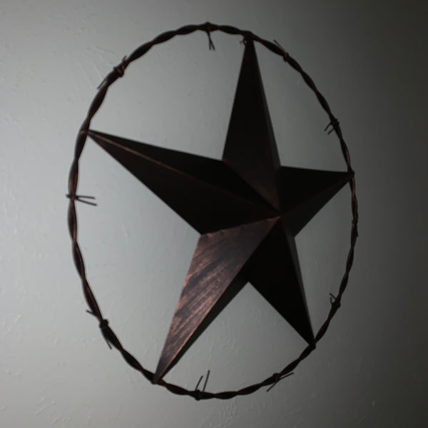 24" BARBWIRE TWISTED RING METAL WALL ART WESTERN HOME DECOR RUSTIC BRONZE COPPER #A10024