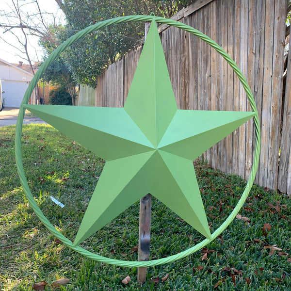 APPLE GREEN BARN STAR METAL LONESTAR TWISTED ROPE RING WESTERN HOME DECOR HANDMADE #EH10836