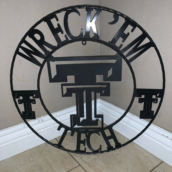 12", 18", 24", 32" WRECKEM TEXAS TECH METAL CUSTOM VINTAGE CRAFT TEAM SIGN HANDMADE