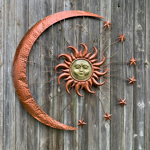 36" SUN MOON STARS METAL WALL WESTERN HOME DECOR NEW