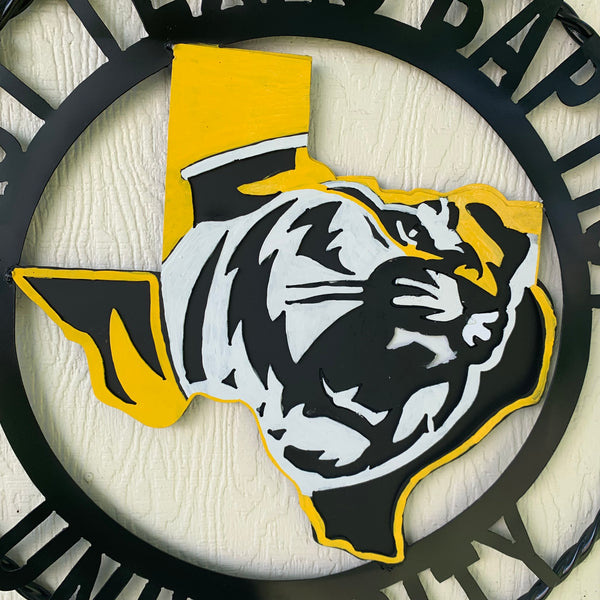 EAST TEXAS BAPTIST UNIVERSITY METAL CUSTOM VINTAGE CRAFT SIGN WALL ART TEAM HANDMADE