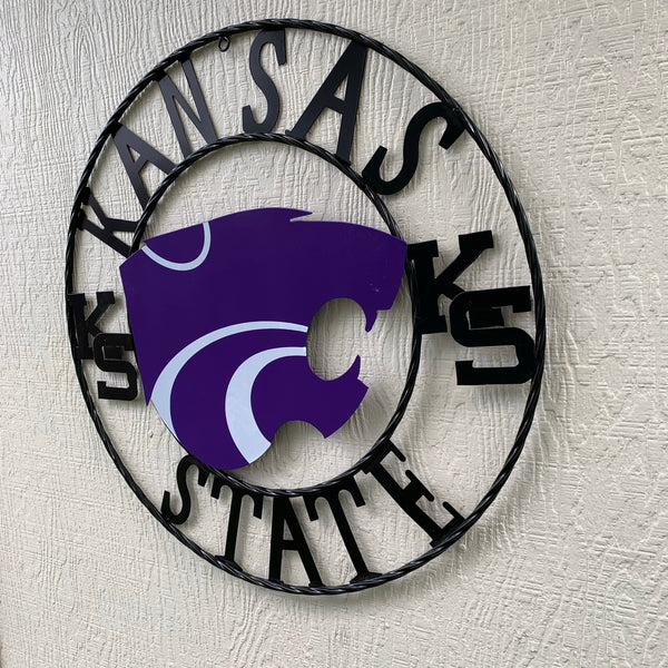 KANSAS STATE METAL CUSTOM VINTAGE CRAFT WALL ART TEAM SIGN HANDMADE