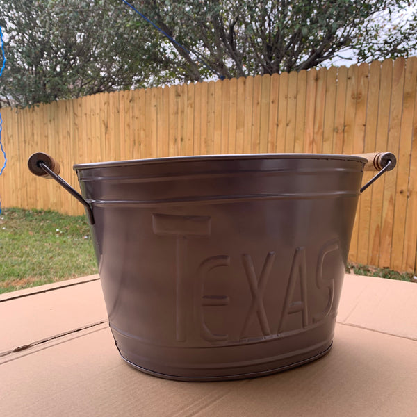 18" TEXAS BUCKET SILVER OVAL TUB WESTERN HOME DECOR METAL ART--BRAND NEW