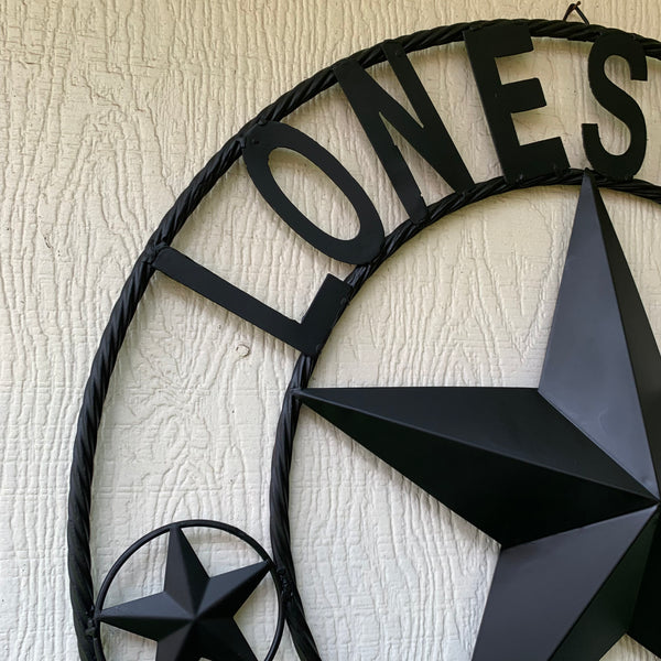 LONESTAR GARAGE STYLE CUSTOM BARN NAME STAR LONESTAR GARAGE METAL NAME BARN STAR WITH TWISTED ROPE RING 3d STAR ART WESTERN HOME DECOR RUSTIC BROWN