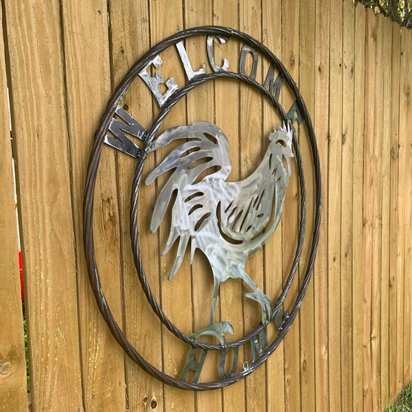 YOUR CUSTOM NAME ROOSTER LASERCUT RAW METAL ART WITH RING DESIGN WESTERN METAL ANIMAL ART HOME WALL DECOR BRAND NEW