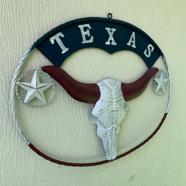 24" X 18" TEXAS LONGHORNS METAL ART WALL DECOR WESTERN HOME DECOR NEW