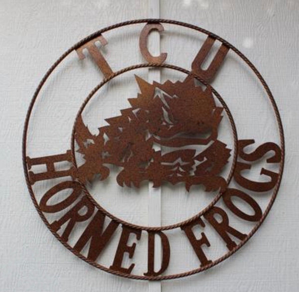 12", 18", 24", 32" TCU HORNED FROGS CUSTOM VINTAGE CRAFT METAL TEAM SIGN HANDMADE