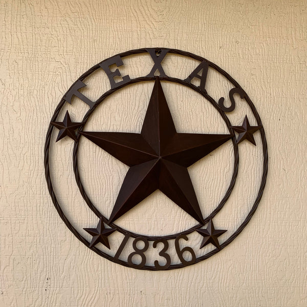 24", 32",36",40" TEXAS 1836 RUSTIC BROWN BARN STAR METAL WALL WESTERN HOME DECOR HANDMADE
