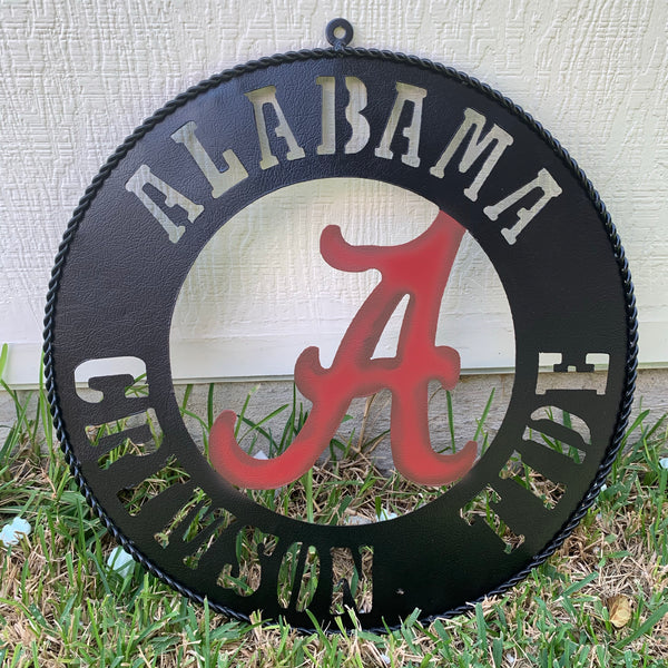 ALABAMA CRIMSON TIDE WIDE BAND RING CUSTOM METAL VINTAGE SIGN TEAM SPORTS HANDMADE