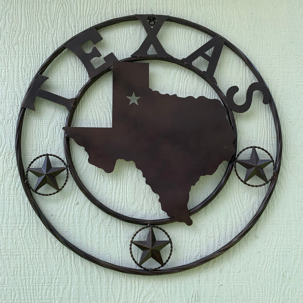 24" State of Texas Map Metal Wall Art Western Home Decor Vintage Rustic Bronze Copper New