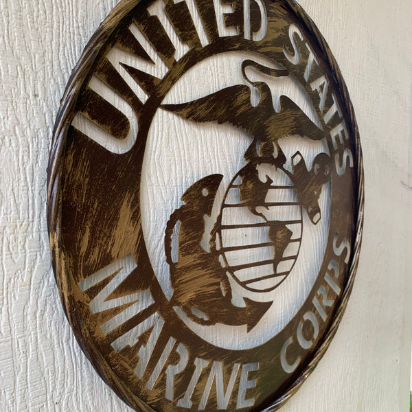 #EH10085 18",24",32" US MARINE CORPS MILITARY LASERCUT METAL PATRIOTIC WALL ART WESTERN HOME DECOR HANDMADE RUSTIC BRONZE COPPER