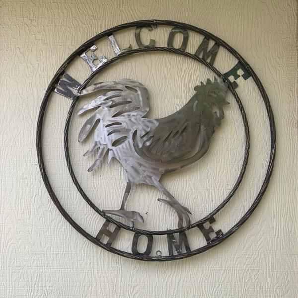 YOUR CUSTOM NAME ROOSTER LASERCUT RAW METAL ART WITH RING DESIGN WESTERN METAL ANIMAL ART HOME WALL DECOR BRAND NEW