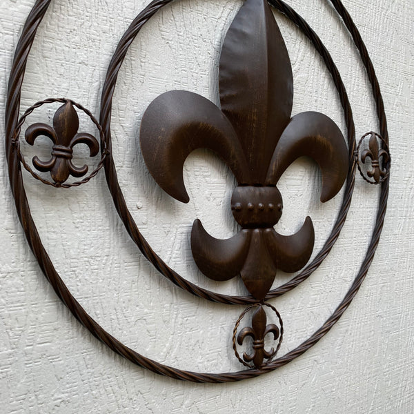 MULTI FLEUR DE LIS METAL WALL ART WESTERN HOME DECOR VINTAGE RUSTIC BROWN ART NEW