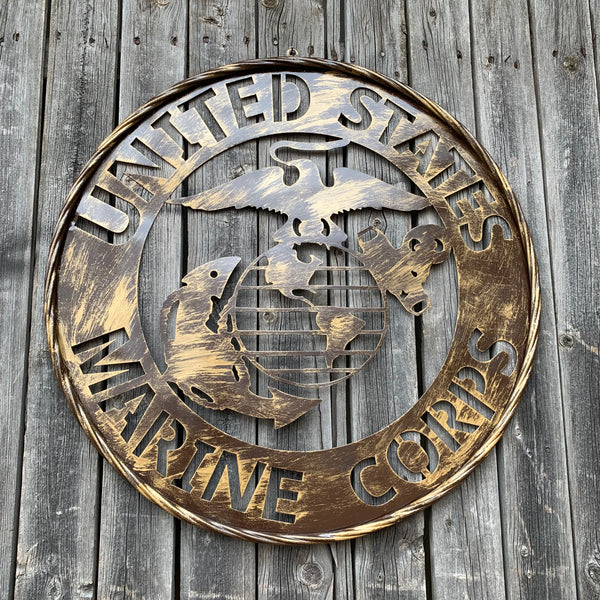 #EH10085 18",24",32" US MARINE CORPS MILITARY LASERCUT METAL PATRIOTIC WALL ART WESTERN HOME DECOR HANDMADE RUSTIC BRONZE COPPER