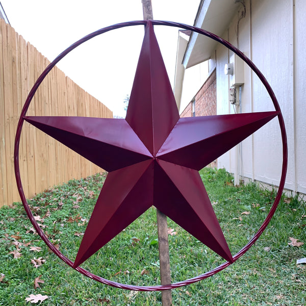 CRANBERRY BURGUNDY STAR RED STAR BARN METAL LONESTAR TWISTED ROPE RING WALL ART WESTERN HOME DECOR BRAND NEW