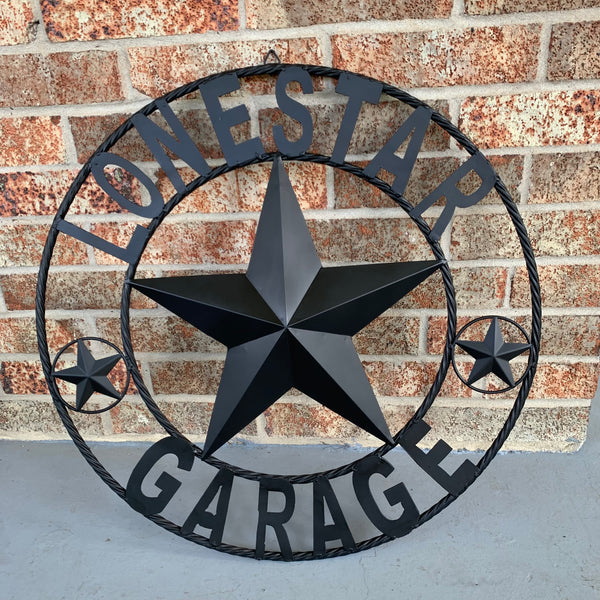 LONESTAR GARAGE STYLE CUSTOM BARN NAME STAR LONESTAR GARAGE METAL NAME BARN STAR WITH TWISTED ROPE RING 3d STAR ART WESTERN HOME DECOR RUSTIC BROWN
