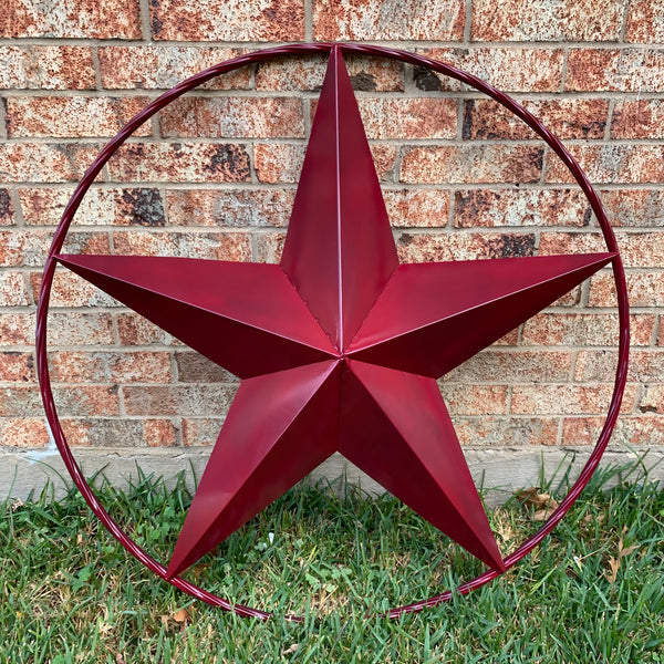 CRANBERRY BURGUNDY STAR RED STAR BARN METAL LONESTAR TWISTED ROPE RING WALL ART WESTERN HOME DECOR BRAND NEW
