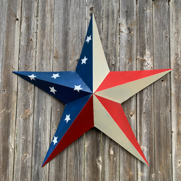 12",16",24",30",36" USA AMERICAN FLAG STAR STYLE #1 RED WHITE & BLUE METAL BARN STAR WALL ART HANDMADE STYLE# 1