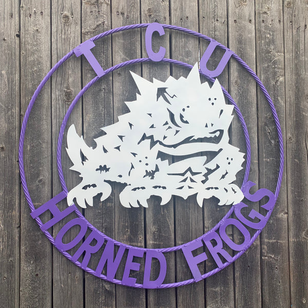 12",18",24",32",36" TCU HORNED FROGS CUSTOM METAL VINTAGE CRAFT TEAM SIGN HANDMADE
