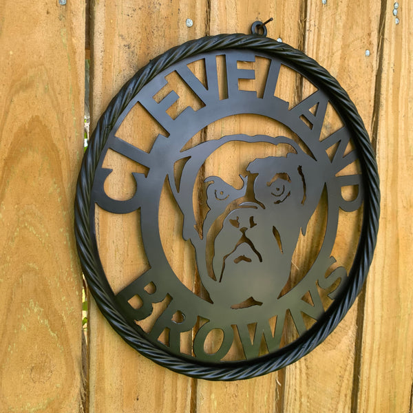 CLEVELAND BROWNS METAL CUSTOM VINTAGE CRAFT ART HANDMADE RUSTIC BLACK
