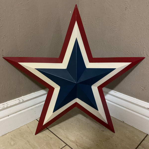 12",16",24",30",36" RED WHITE BLUE METAL BARN STAR METAL WALL ART HANDMADE