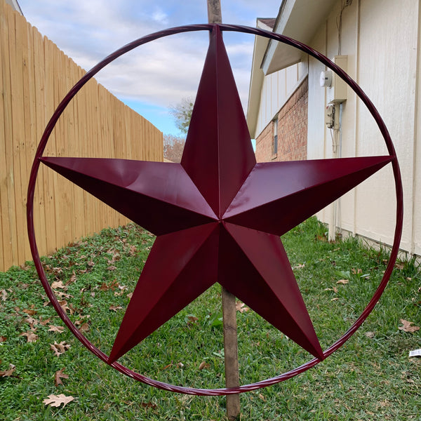 CRANBERRY BURGUNDY STAR RED STAR BARN METAL LONESTAR TWISTED ROPE RING WALL ART WESTERN HOME DECOR BRAND NEW