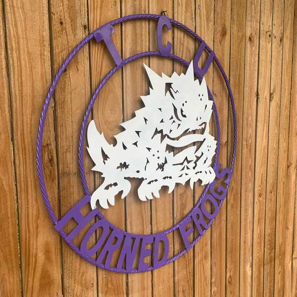 12",18",24",32",36" TCU HORNED FROGS CUSTOM METAL VINTAGE CRAFT TEAM SIGN HANDMADE