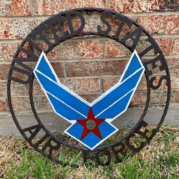 24" US AIR FORCE MILITARY CUSTOM VINTAGE METAL CRAFT WALL ART AIRFORCE WESTERN HOME DECOR HANDMADE