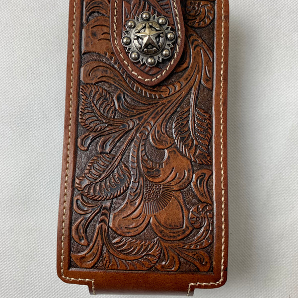 #WS341F 7" LONE STAR COFEE BROWN LEATHER POUCH EXTRA LARGE  BELT LOOP HOLSTER CELL PHONE CASE UNIVERSAL OVERSIZE--FREE SHIPPING