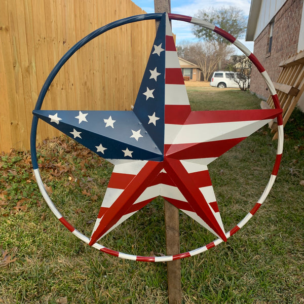 PEACE STAR SIGN METAL RED WHT BLUE STAR WESTERN HOME DECOR HANDMADE 12",16",24",32"36",38",40",48"