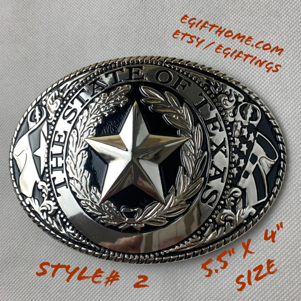 6" X 4" LONESTAR SILVER  STAR BELT BUCKLE WESTERN BELT BUCKLE FASHION ART NEW #EH12263