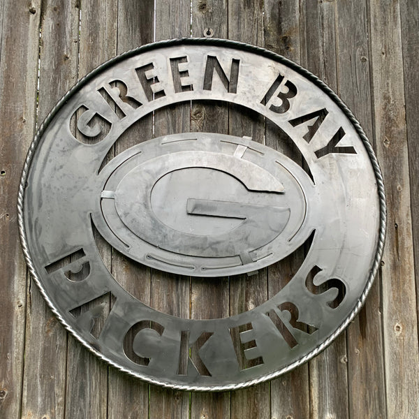 12",18",24",32",36" RAW METAL GREEN BAY PACKERS DISC CUSTOM METAL VINTAGE CRAFT TEAM SPORTS SIGN HANDMADE