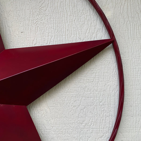 CRANBERRY BURGUNDY STAR RED STAR BARN METAL LONESTAR TWISTED ROPE RING WALL ART WESTERN HOME DECOR BRAND NEW