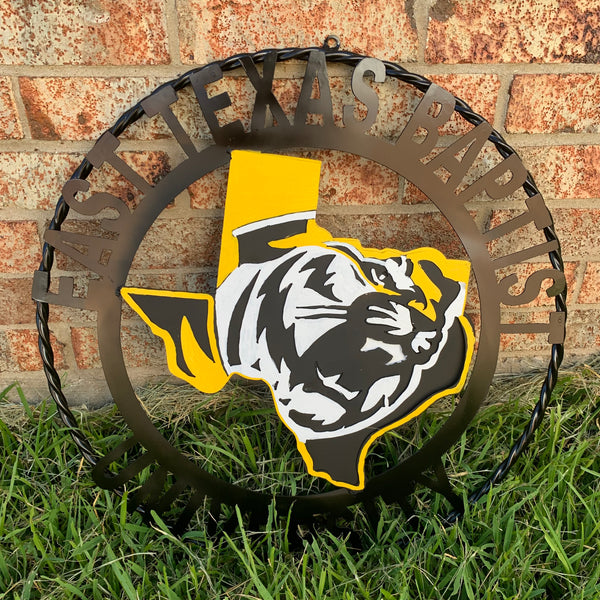 EAST TEXAS BAPTIST UNIVERSITY METAL CUSTOM VINTAGE CRAFT SIGN WALL ART TEAM HANDMADE