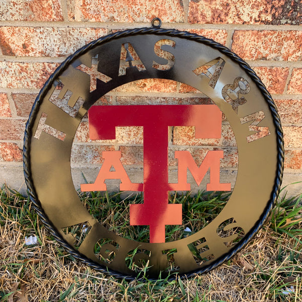 24" TEXAS A&M WIDE BAND RING CUSTOM METAL VINTAGE CRAFT SIGN TEAM HANDMADE