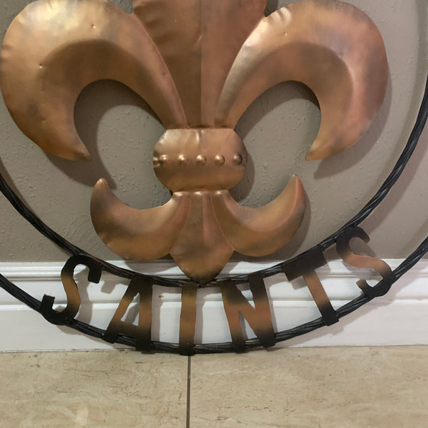 18", 24", 32" NEW ORLEANS SAINTS METAL SIGN WALL ART WESTERN HOME DECOR RUSTIC GOLD & BLACK ART NEW