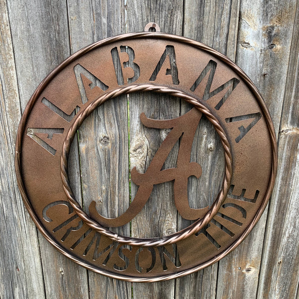 ALABAMA CRIMSON TIDE WIDE BAND RING CUSTOM METAL VINTAGE CRAFT TEAM SIGN HANDMADE
