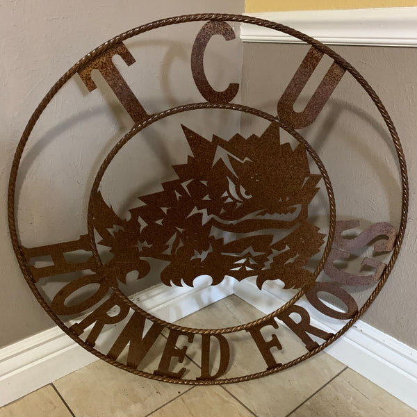 12", 18", 24", 32" TCU HORNED FROGS CUSTOM VINTAGE CRAFT METAL TEAM SIGN HANDMADE