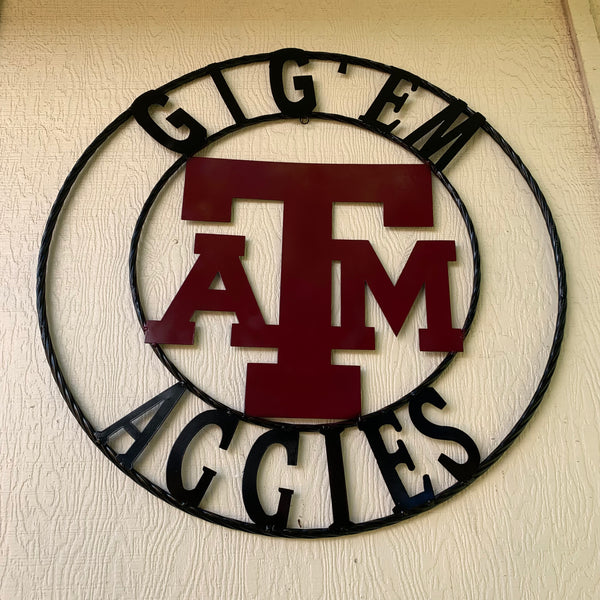 GIGEM AGGIES METAL CUSTOM VINTAGE CRAFT TEAM SIGN HANDMADE